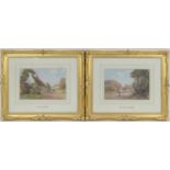 James W Milliken (1865-1945), Pair, At Raby, Cheshire, and The Village Halewood, watercolours, one