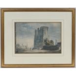 Samuel Prout (1783-1852), Gate of a ruined abbey, watercolour, signed, 24cm x 35cm (Please note