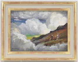 Frank E Beresford (1881-1967), Descent of Fuji '08, oil on panel, signed and dated, inscribed verso,