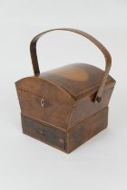 George III yewood and inlaid sewing box, the arched cover crossbanded with rosewood, inlaid with