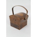 George III yewood and inlaid sewing box, the arched cover crossbanded with rosewood, inlaid with