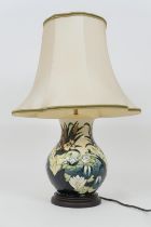 Moorcroft Lamia baluster table lamp, designed by Rachel Bishop, with original base and cream