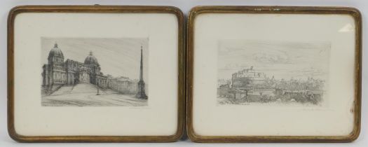 Views of Rome, two drypoint etchings, by Antelma Santini (b.1896-?), and Carlo Alberto Petrucci (