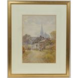 James W Milliken (1865-1945), Summer, a tranquil village scene, watercolour, signed, 39cm x 27cm (