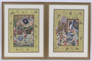 Indian School (late 19th Century), Pair of gouache paintings featuring ceremonial figures bordered