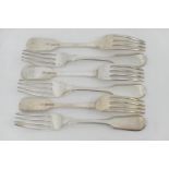 Six Victorian silver fiddle pattern table forks, by William Eaton, London 1838, gross weight approx.