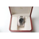 Omega stainless steel Seamaster 120M quartz wristwatch, reference 196.1501, black dial with dot