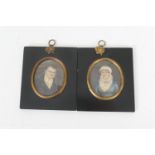English Naive School (mid 19th Century), Pair, Portrait miniatures of a husband and wife,