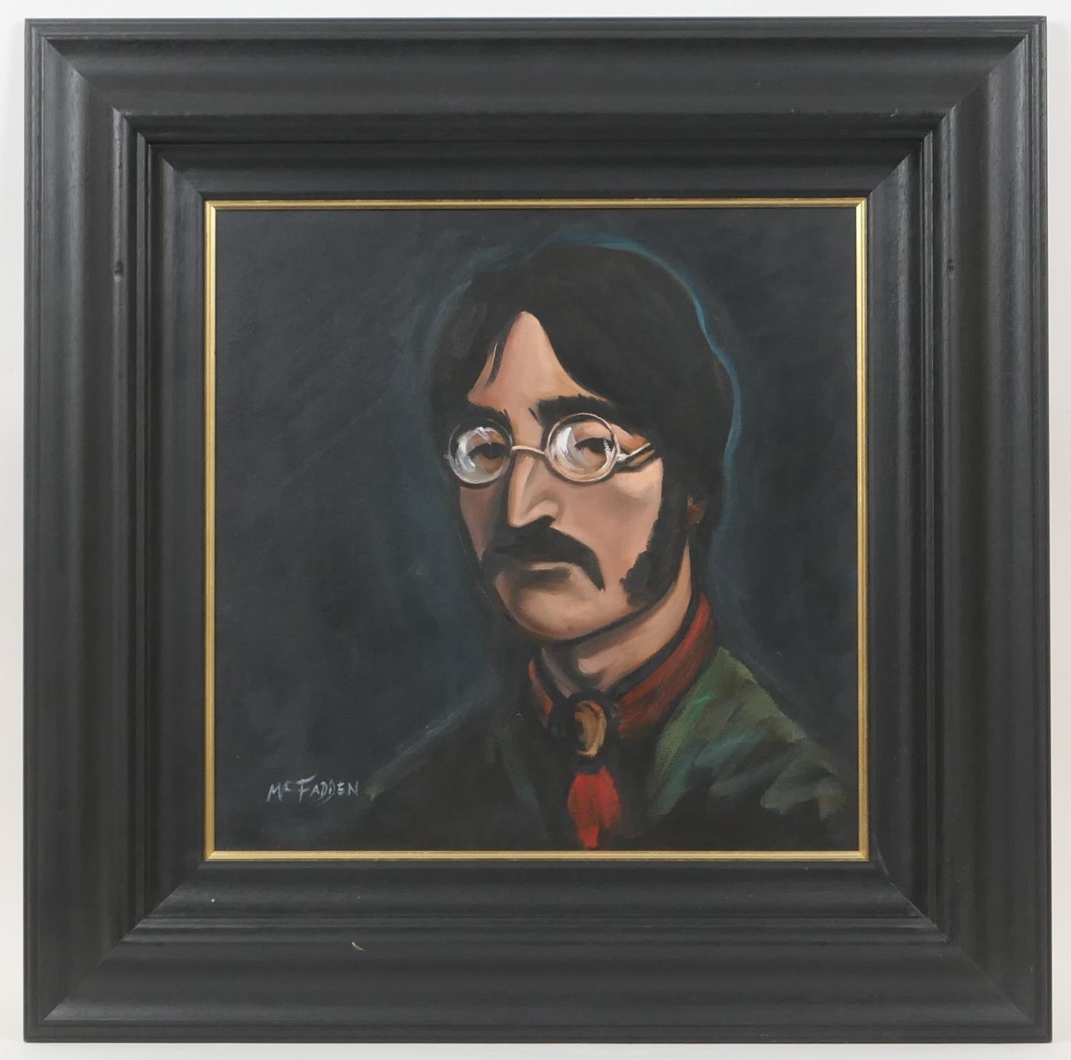 Frank McFadden (b. 1972), John Lennon, oil on canvas, signed, 50cm x 50cm (Please note condition