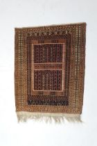 Bokhara woollen rug, faded madder ground and multi guard stripe border, size approx. 125cm x 96cm (