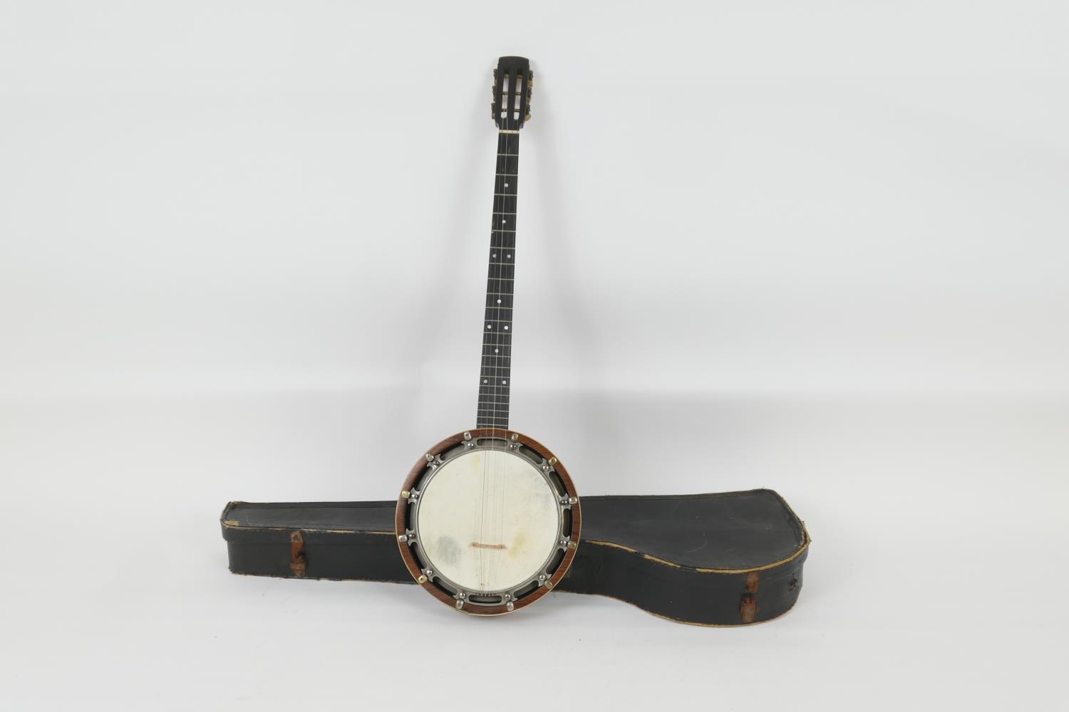 The Windsor Ideal Model 8 six string banjo, by A O Windsor, Birmingham, rosewood case, mother of