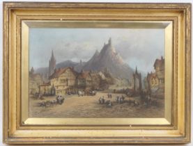 Henry Foley (1848-1874), Market Day at Laufenburg, oil on canvas, signed, inscribed verso and