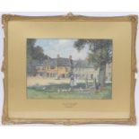 James W Milliken (1865-1945), The village green, Stow-on-the-Wold, watercolour, signed, 23cm x