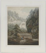 Francis Nicholson (1753-1844), Lowdore Waterfall, Keswick, watercolour, 50cm x 40cm, unframed,