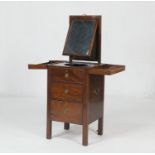 George III gentleman's mahogany washstand, the folding top opening to an interior with wells and a