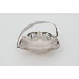 Elizabeth II silver bonbon basket, Birmingham 1973, pierced hexagonal form with swing handle, raised