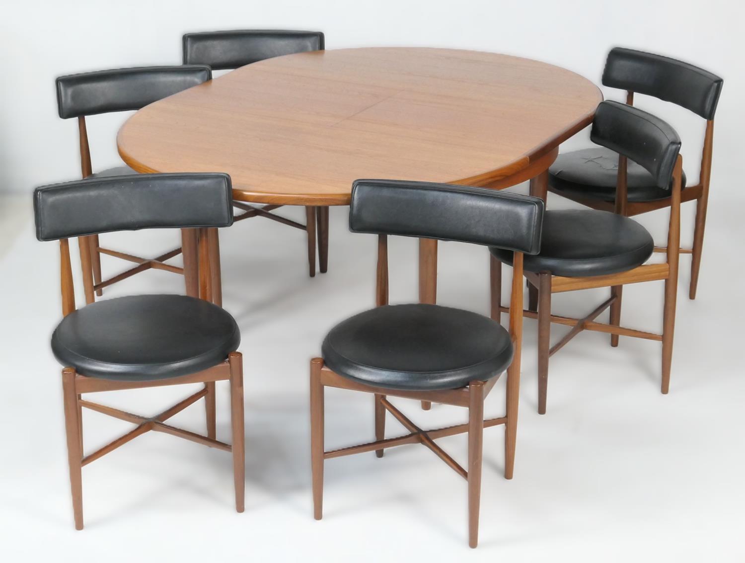 G-Plan teak Fresco extending dining table and chairs, the circular table 122cm diameter, extending - Image 2 of 4