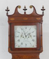 J Twyford, Manchester, mahogany eight day longcase clock, circa 1810, with swan neck pediment and