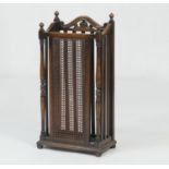 George V oak stick stand, with bergere panel front, original drip tray, height 79cm, width 38cm (