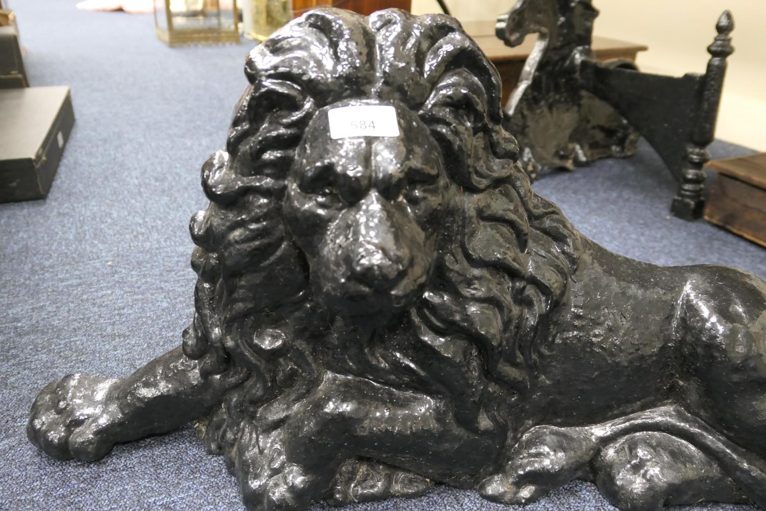 Pair of Victorian lion and unicorn cast iron boot scrapes, mid 19th Century, the lion 68cm, the - Image 2 of 5