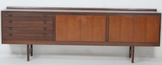 Robert Heritage 'Knightsbridge' long sideboard made by Archie Shine Ltd, of teak and afromosia