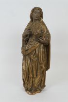 Italian carved and gilded limewood figure of St Anne, 18th or 19th Century, height 67cm (Please note