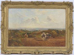 Alfred Bennett (active 1861-1916), Sowing Winter Wheat, oil on canvas, signed, 40cm x 60cm (Please