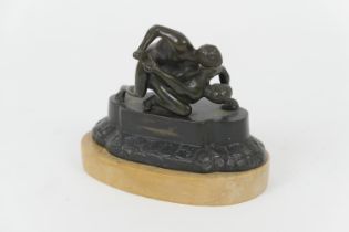 After the Antique, Wrestlers, bronze, mid brown patina, inscribed 'Giv Bologna', on a sienna