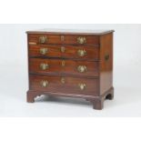 George III mahogany small chest of drawers, the top crossbanded with walnut, over four long