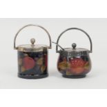 William Moorcroft Pomegranate preserve jar, with silver plated mounts and lid, impressed marks,