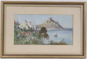 Joseph Hughes Clayton (active 1891-1929), Harlech Castle, watercolour, signed, 26cm x 49cm (Please