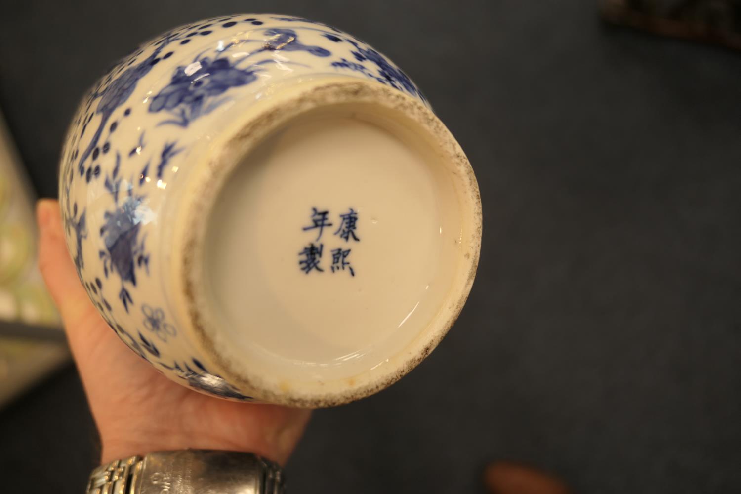 Matched pair of Chinese blue and white vases, late 19th Century, of rouleau form decorated with - Image 5 of 7