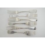 Set of six Victorian silver fiddle pattern dessert forks, by George Adams, London 1851, gross weight