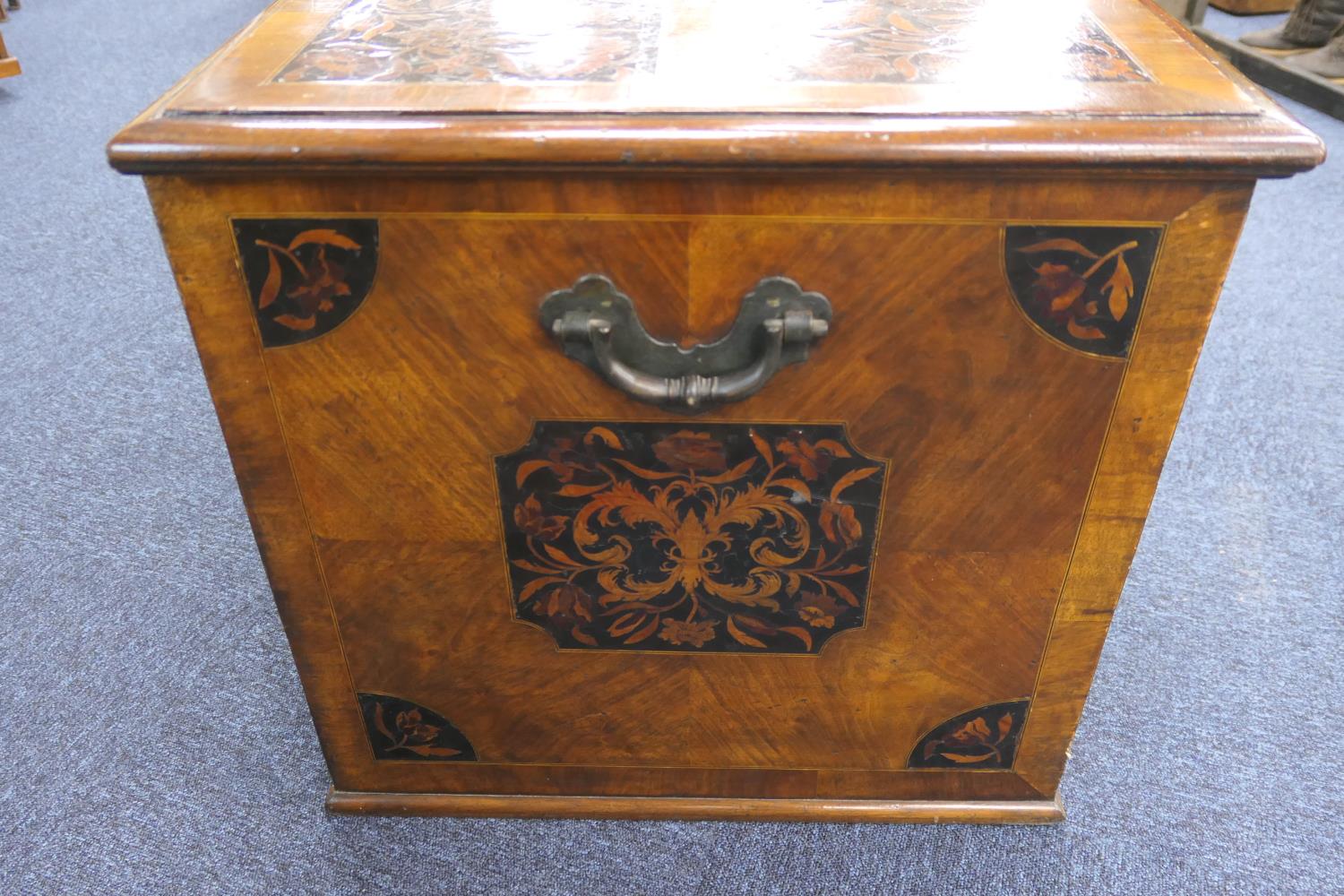 Walnut and marquetry inlaid chest on stand, in the William and Mary style, inlaid to the top and - Image 15 of 18