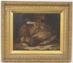 Charles Thomas Bale (1845-1925), Still life with game and fruit, oil on canvas, indistinctly