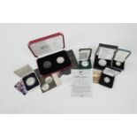 Mixed silver bullion coins including Pobjoy bicentenary of The Battle of Trafalgar boxed two item