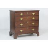 Early George III provincial oak chest of drawers, circa 1770, with four graduated long drawers