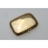 George V 9ct gold cigarette case, Birmingham 1910, of plain curved cushion form, 8.5cm x 6.5cm,