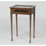 Late Victorian mahogany and satinwood banded collector's table vitrine, with lift up glass panel top