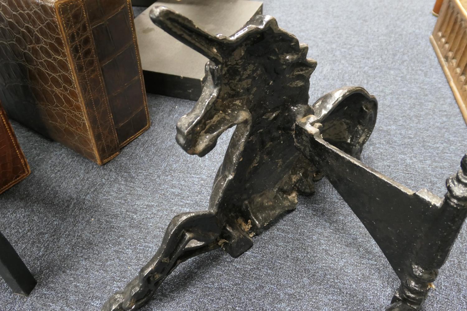 Pair of Victorian lion and unicorn cast iron boot scrapes, mid 19th Century, the lion 68cm, the - Image 5 of 5