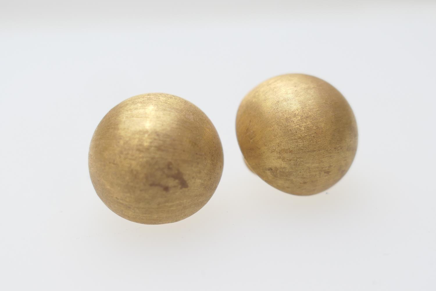 Pair of Chiampesan (Italian) 18ct gold textured half sphere earrings, 22mm diameter, gross weight