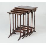 Late Victorian mahogany and rosewood banded quartetto nest of tables, circa 1890, the largest 50cm x