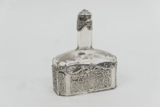 German silver mounted glass scent flask, in the manner of Stork and Sinsheimer, late 19th Century,
