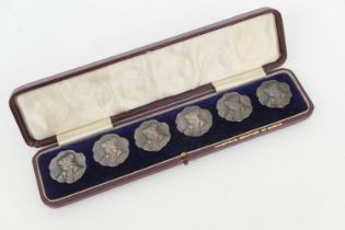 Set of Edwardian silver buttons, maker H&A, Birmingham 1901, each cast with the head and shoulders