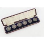 Set of Edwardian silver buttons, maker H&A, Birmingham 1901, each cast with the head and shoulders