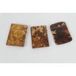 Three early 19th Century tortoiseshell calling card cases, each of rectangular form with hinged top,