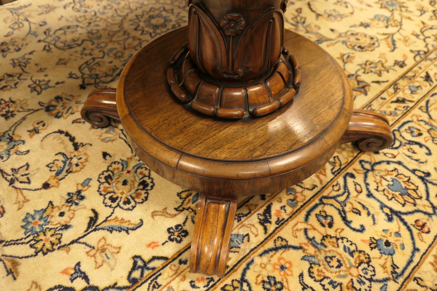 William IV rosewood folding pedestal card table, circa 1835, the top swivelling over an acanthus - Image 7 of 7
