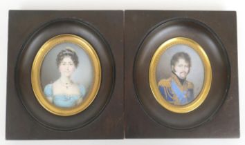 Nicholas Francois Dun (1764-1832), Pair of portrait miniatures, possibly Marie Louise of Austria,