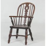 Victorian child's ash Windsor armchair, height 102cm, width 44cm (Please note condition is not