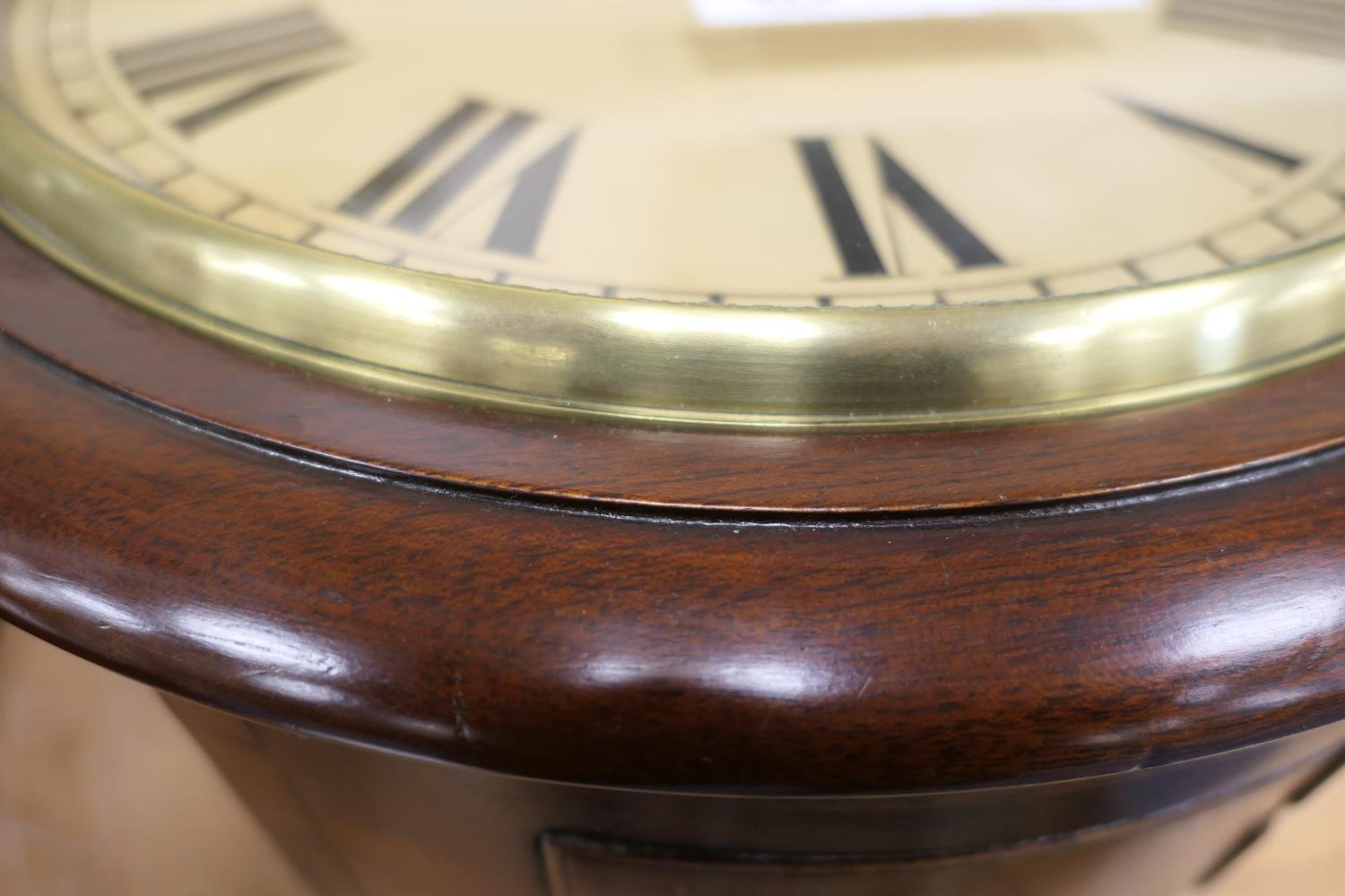 Edward VIII mahogany dial wall clock by F W Elliott Ltd, painted with Roman numerals and bearing - Image 12 of 14